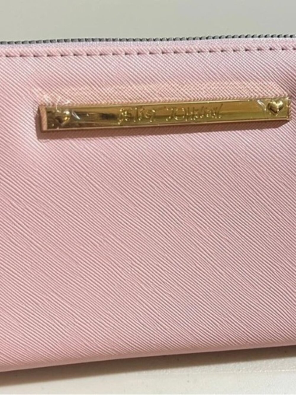Betsey Johnson Pink Wallet with Gold Tone Logo Plate